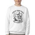 Spread Those Pages Like A Good Girl Skeleton Floral Book Youth Crewneck Sweatshirt Spread Those Pages Like A Good Girl Skeleton Floral Book Youth Crewneck Sweatshirt