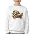 Sulcata Tortoise Reading A Book Youth Crewneck Sweatshirt