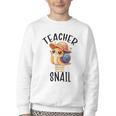 Teacher Snail With Glasses On Books Cute Pre-K Kindergarten Youth Crewneck Sweatshirt