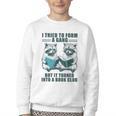 I Tried To Form Gang But It Turned Into A Book Club Raccoon Youth Crewneck Sweatshirt