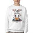 Unearth a Story Cute Kitten Summer Reading 2026 Cat Book Youth Crewneck Sweatshirt