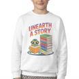 Unearth A Story Cute Turtle Reading Books Librarian Youth Crewneck Sweatshirt Unearth A Story Cute Turtle Reading Books Librarian Youth Crewneck Sweatshirt