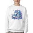 Unicorn Reading For Book Lovers Readers Youth Crewneck Sweatshirt