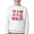 Valentine Teacher Coquette Bow Pencil Heart Book Girl Women Youth Crewneck Sweatshirt