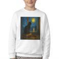 Van Gogh Starry Night Art Cat And Book Lovers Youth Crewneck Sweatshirt Van Gogh Starry Night Art Cat And Book Lovers Youth Crewneck Sweatshirt