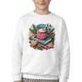 Vintage Cozy Winter Hot Cocoa Books Gingerbread Book Lovers Youth Crewneck Sweatshirt