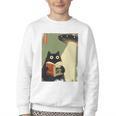 Vintage Japanese Cat Book Lovers UFO Alien Abduction Cat Dad Youth Crewneck Sweatshirt Vintage Japanese Cat Book Lovers UFO Alien Abduction Cat Dad Youth Crewneck Sweatshirt