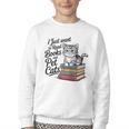 Vintage I Just Want To Read Books And Pet Cats Cat Raglan Baseball Tee Youth Crewneck Sweatshirt