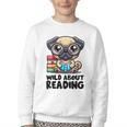 Wild About Reading Book Lover Pug Dog Youth Crewneck Sweatshirt