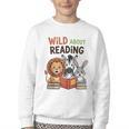 Wild About Reading Zoo Animals For Bookworm Book Reader Youth Crewneck Sweatshirt Wild About Reading Zoo Animals For Bookworm Book Reader Youth Crewneck Sweatshirt