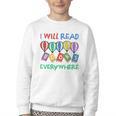 I Will Read Books Everywhere Across America Child Readers Youth Crewneck Sweatshirt