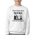 Women's When I Think About Books I Touch My Shelf Book Lover Bookish Youth Crewneck Sweatshirt