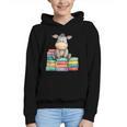 Adorable Donkey With Heart Sitting On Colorful Book Stack Graphic Youth Hoodie