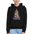 All Booked For Christmas Book Christmas Tree Lights Graphic Youth Hoodie