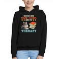 BOOKS AND MAINE COONS ARE MY THERAPY Main Coon Graphic Youth Hoodie BOOKS AND MAINE COONS ARE MY THERAPY Main Coon Graphic Youth Hoodie