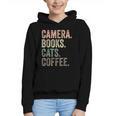 Camera Books Cats And Coffee Lover Photography Men Women Graphic Youth Hoodie