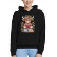 Cute Baby Highland Cow With Reading Book Bookworm Graphic Youth Hoodie Cute Baby Highland Cow With Reading Book Bookworm Graphic Youth Hoodie