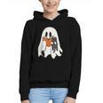 Cute Ghost Cat Reading Book Spooky Season Halloween Costume Graphic Youth Hoodie