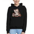 Cute Kitten Bookworm Adorable Cat With Glasses Reading Book Graphic Youth Hoodie Cute Kitten Bookworm Adorable Cat With Glasses Reading Book Graphic Youth Hoodie