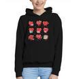 Cute Reading Hearts Valentine Day Book Lover Teacher Student Graphic Youth Hoodie
