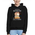 Easily Distracted By Cats And Books Reading Lover Bookish Graphic Youth Hoodie