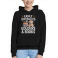 Easily Distracted By Goldens & Books Golden Retriever Dog Graphic Youth Hoodie