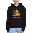 Life Is Better With Cats And Books Cute Cat Lover Graphic Youth Hoodie Life Is Better With Cats And Books Cute Cat Lover Graphic Youth Hoodie