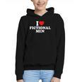 I Love Heart Fictional Men Simple Cute Books Reading Graphic Youth Hoodie