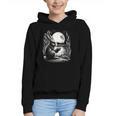 Rabbit Reading Book Full Moon Lake Scenery Graphic Youth Hoodie