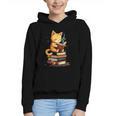 Reading Cat Books Cute Graphic Youth Hoodie
