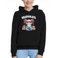Readsolotl Pink Kawaii Axolotl Read Book Lover Reading Graphic Youth Hoodie
