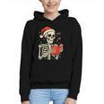 Skeleton Reading Book Christmas Teacher Librarian Book Lover Graphic Youth Hoodie