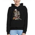 Skeleton Reading Book Halloween Bookworm Bibliophile Reader Graphic Youth Hoodie