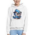 Adorable Book Lover Blue Jay With Reading Glasses Cute Raglan Baseball Tee Graphic Youth Hoodie