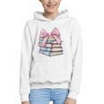 Book Lover Coquette Bow Pink Dainty Ribbon Cute Bookworm Graphic Youth Hoodie