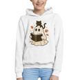 Books Ghost Reading Book Halloween Library Cat Fall Graphic Youth Hoodie
