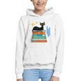 Cat And Books Retro Midcentury Mid Century Aesthetic Graphic Youth Hoodie