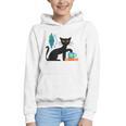 Cat Midcentury With Book And Coffee Atomic Age Mid Century Graphic Youth Hoodie Cat Midcentury With Book And Coffee Atomic Age Mid Century Graphic Youth Hoodie