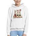 Christmas Three Llamas Reading Reading Books Llama Lover Graphic Youth Hoodie