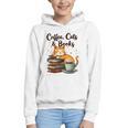 Coffee Cats And Books Lover For Women & Girls Coffee Graphic Youth Hoodie