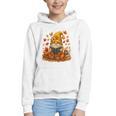 Cute Autumn Gnome Reading Pumpkin Book Lover Graphic Youth Hoodie