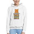 Cute Orange Tabby Cat Reading On Pile Of Books Graphic Youth Hoodie Cute Orange Tabby Cat Reading On Pile Of Books Graphic Youth Hoodie