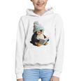 Cute Penguin Reading Book Faux-Crochet Print Graphic Youth Hoodie Cute Penguin Reading Book Faux-Crochet Print Graphic Youth Hoodie