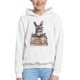 Cute Reading Bunny With Glasses Books Bookworm Reader Book Premium Tri-Blend Graphic Youth Hoodie