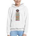Cute Wiener Dog Dachshund Reading On Pile Of Books Graphic Youth Hoodie