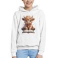 Highland Cow Reading Book Bookworm Graphic Youth Hoodie Highland Cow Reading Book Bookworm Graphic Youth Hoodie