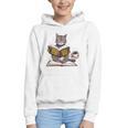 Life Is Better With Cats Coffee Books Cat Reading Book Graphic Youth Hoodie