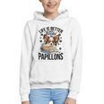 Papillon Dog Breed Life Is Better With Books And Papillons Graphic Youth Hoodie Papillon Dog Breed Life Is Better With Books And Papillons Graphic Youth Hoodie