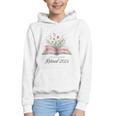 Quote New Chapter Begins Retired 2025 Floral Open Book Graphic Youth Hoodie Quote New Chapter Begins Retired 2025 Floral Open Book Graphic Youth Hoodie