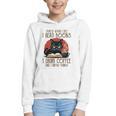 i Read Books And i Know Things Cat Reading Coffee Graphic Youth Hoodie